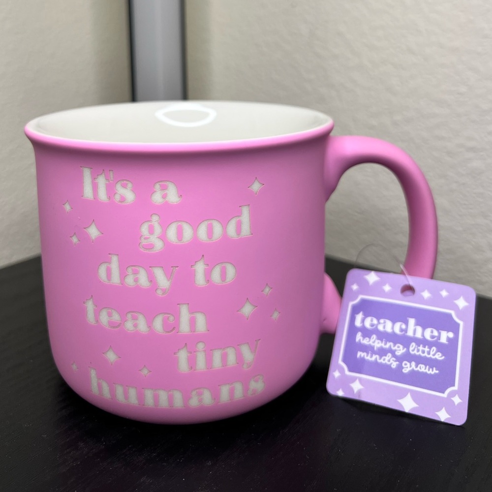 Bubblegum soft pink 16oz mug “ It’s a good day to teach tiny humans”double sided